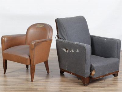 Image for Lot Two Art Deco Oak Club Chairs, c.1930