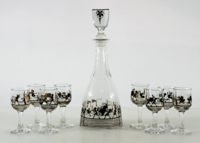 Image for Lot 9-Pc. Secessionist Enameled Glass Cordial Set