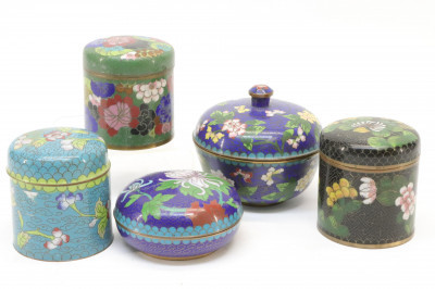 Image for Lot Group of Five Cloisonne Containers