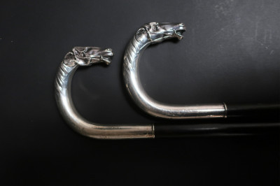 Image 3 of lot 2 Wooden & Sterling Horse Head Canes