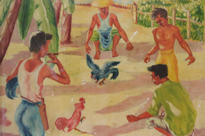 Image for Lot Ben Pasqual - Cockfight, 1945, O/C