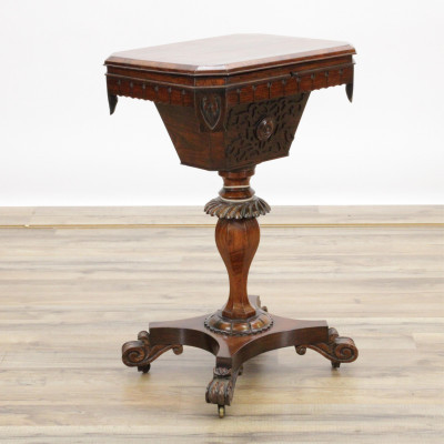 Image for Lot Early Victorian Rosewood Sewing Table 19th C