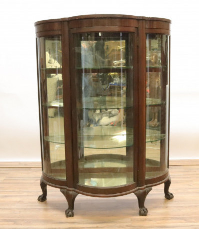 Image for Lot Mahogany Curved Glass Display Cabinet