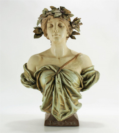 Image for Lot Monumental Wahliss Amphora Bust of Daphne
