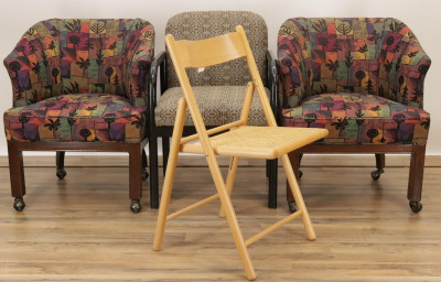 Image for Lot 2 70&apos;s Club Chairs Armchair  Folding Chair
