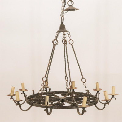 Image for Lot Baroque Style Wrought Iron 10Light Chandelier