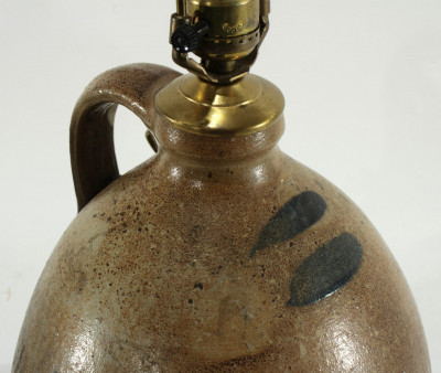 Image 3 of lot 2 Stoneware Jug Lamps; M.D. Breem Albany NY
