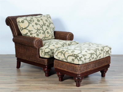 Image for Lot Henry Link Wicker Armchair & Ottoman