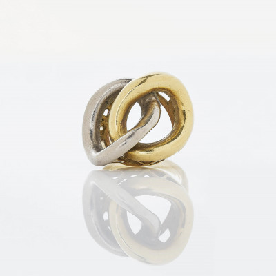 18k Yellow and White Gold Double Twist Ring