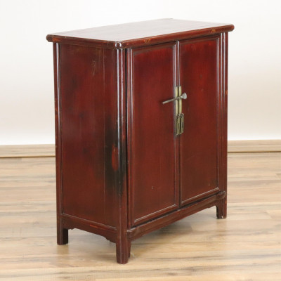 Image for Lot Chinese Burgundy Stained Pine Cabinet