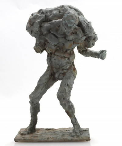 Image for Lot Brutalist/Giacometti Style Figural Bronze Sculp
