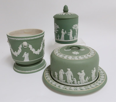 Image 1 of lot 3 Wedgwood Green Jasper Dip Containers