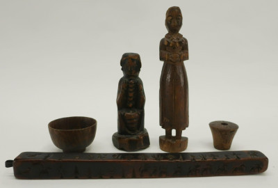 Image for Lot 5 Wood Carved Mostly Tibetan Objects