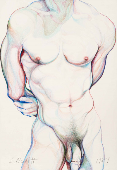 Lowell Nesbitt - Polychrome Male Nude (Elbows Clasped)