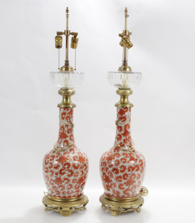 Image for Lot Chinese Porcelain Bottle Shape Vase Lamps 19 C