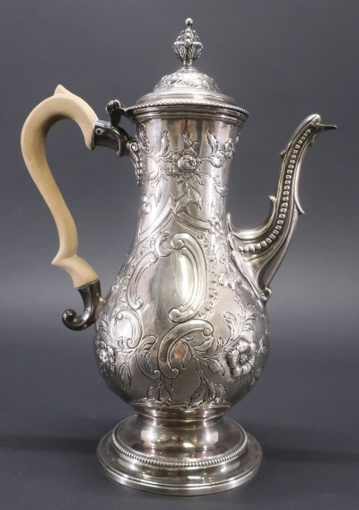 George III English Silver Coffee Pot, c 1774