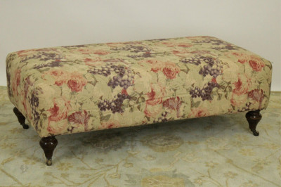 Image for Lot English Style Bennison Fabric Upholstered Ottoman