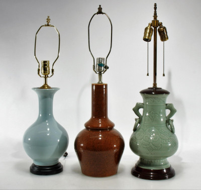 Image 1 of lot 3 Chinese Style Porcelain Lamps