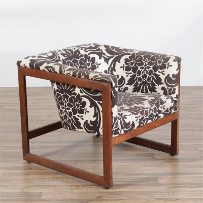 Image for Lot Milo Baughman Walnut 'Floating Cube' Chair