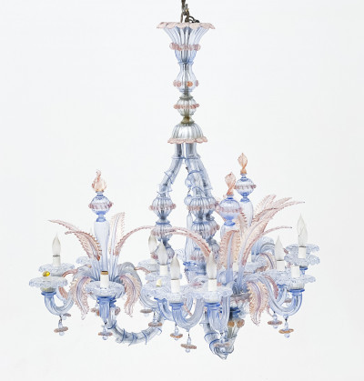 Image 2 of lot 18-Light Venetian Glass Chandelier