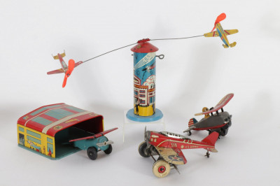 Image for Lot Vintage Marx Airplane Related Tin Litho Toys