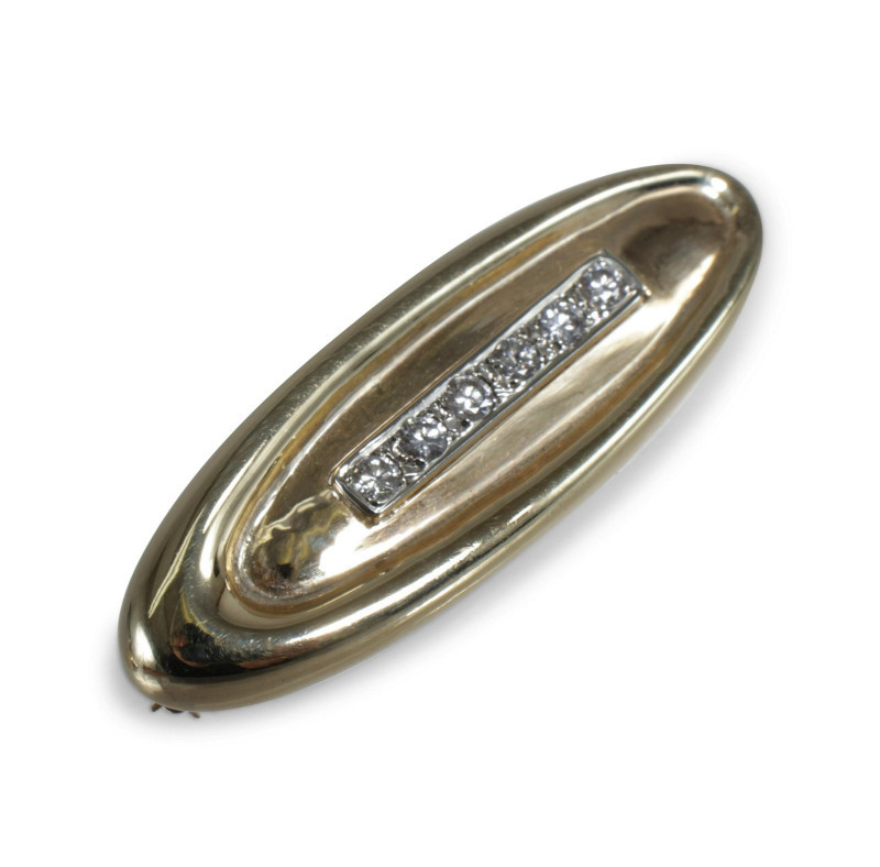 Image 2 of lot 14K Gold & Diamond Oval Pin