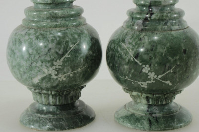 Image 2 of lot 4 Chinese Style Carved Green Stone Table Items