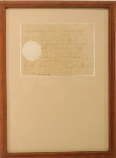 Image for Lot Franklin Pierce, Pardon of James Shields, 1854