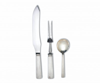 Sigvard Bernadotte for Georg Jensen Silversmithy - Carving Set and Serving Spoon