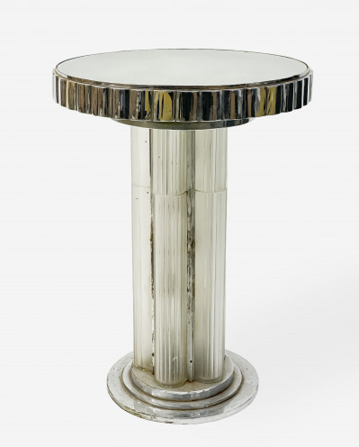 Image for Lot Art Deco Illuminated Chrome and Frosted Glass Center Table