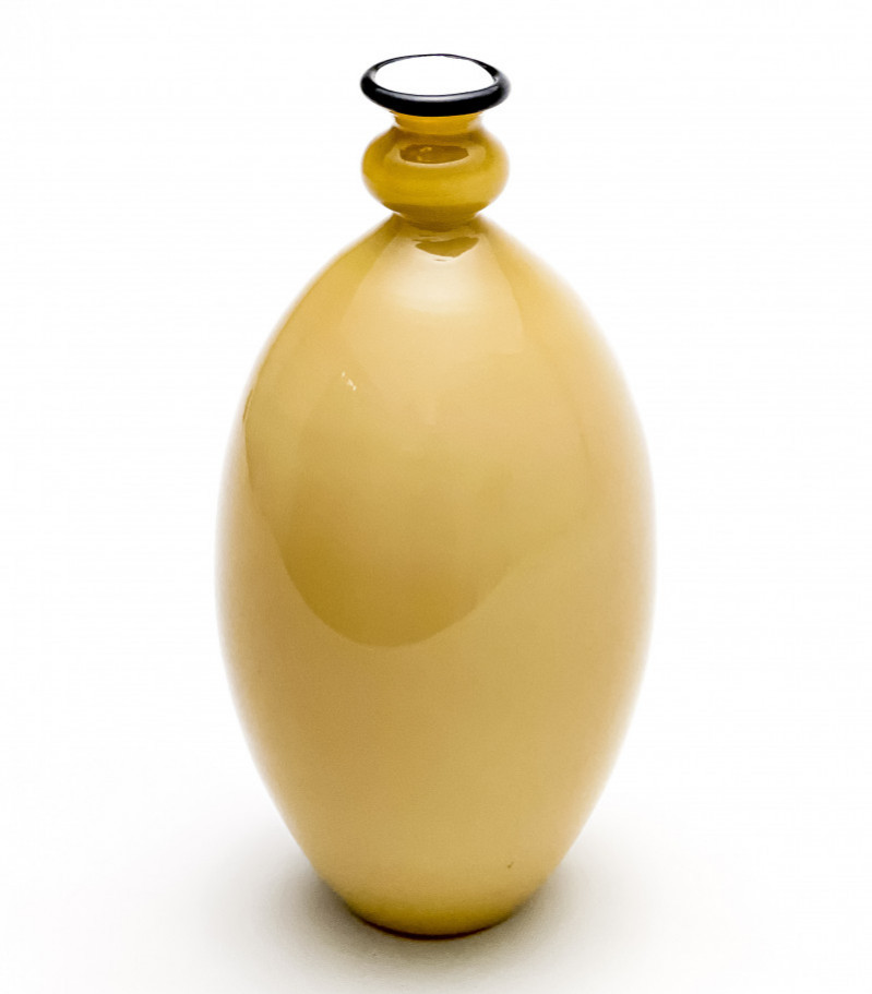 Italian Murano Amber Incamiciato Glass Vase