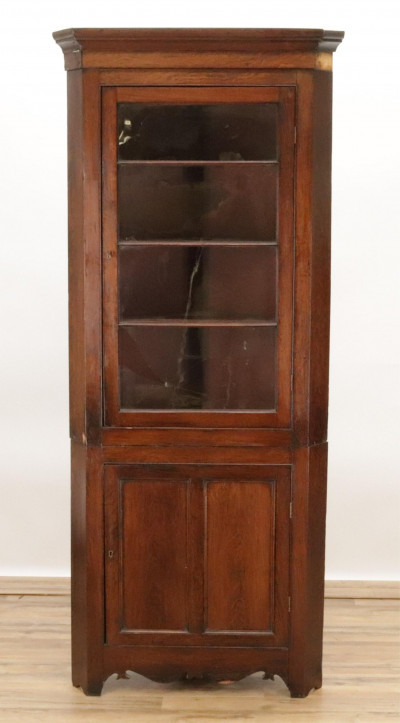 Image for Lot Early Vitrine Rosewood Corner Cabinet 19th C