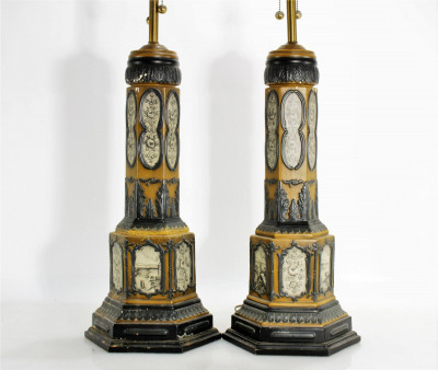 Image for Lot Pair Classical Ceramic Lamps