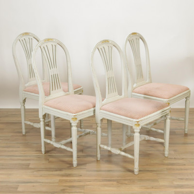 Image for Lot 4 Gustavian Style Balloon Back Dining Chairs