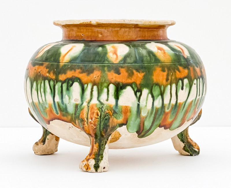 Chinese Sancai Glazed Pottery Tripod Vessel