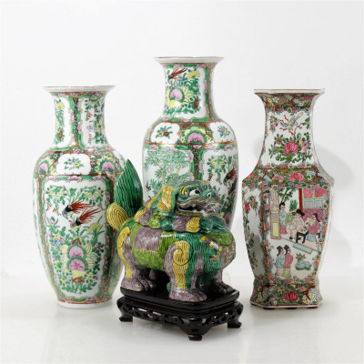 Image for Lot Group Rose Medallion Style Porcelain Vases