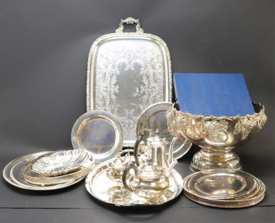 Image for Lot 20th C Silverplate Serving Pieces Sheffield