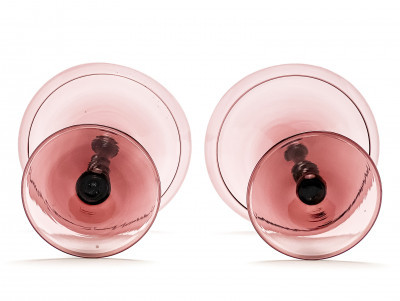 Pair of Italian Soffiato Glass Compotes