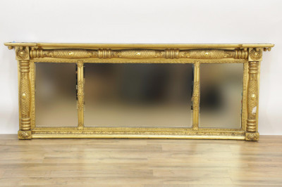 Image for Lot American Classical 3Part Gilt Over Mantel Mirror