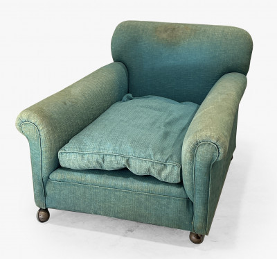 Image for Lot Low Upholstered Club Chair in the style of George Smith