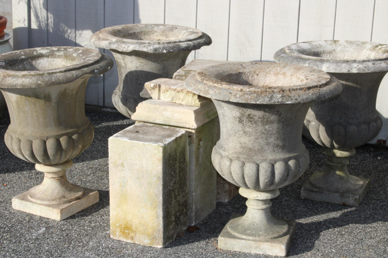 Image 5 of lot 4 NeoClassic Style Marble Garden Urns 19th C