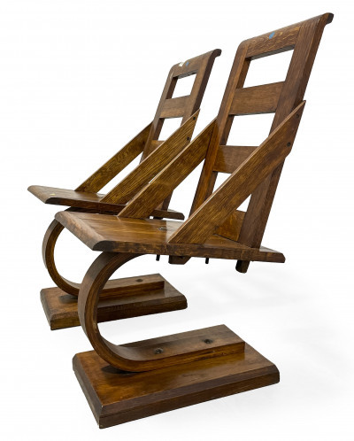 Image for Lot Pair of Oak Cantilever Chairs