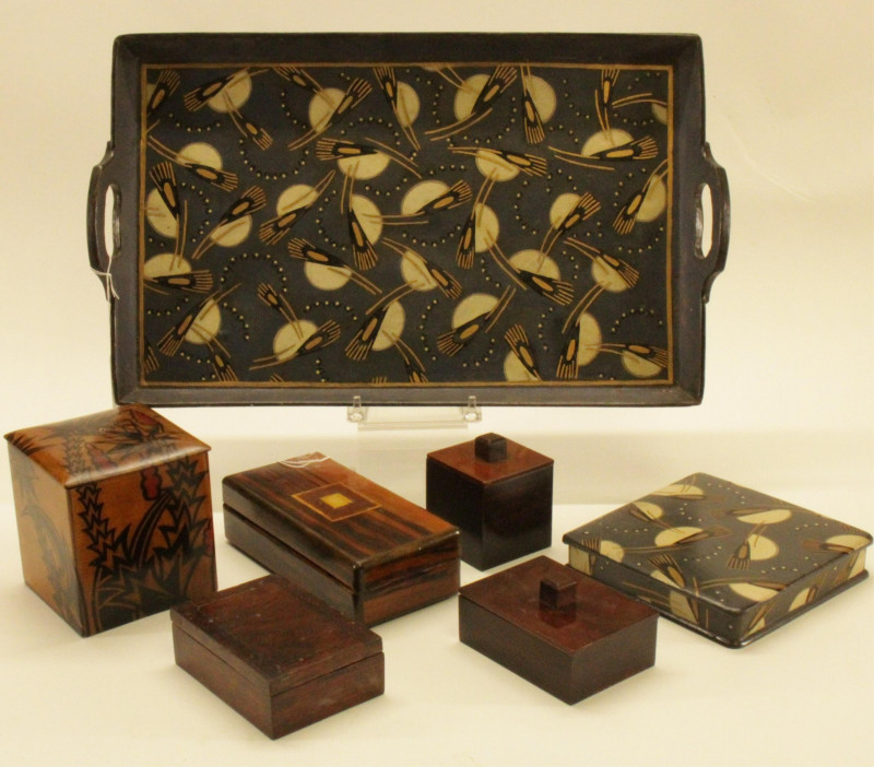 6 Art Deco Boxes and Tray Hermes