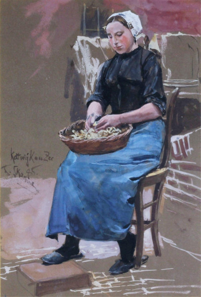 Franz Skarhina - Breton Woman with Basket