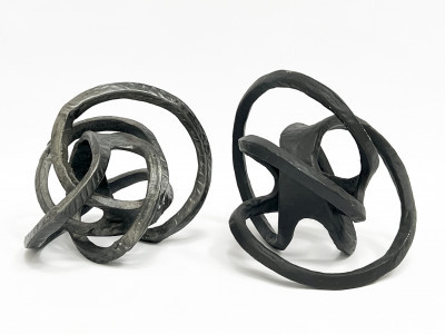Title Two Modern Ebonized Aluminum Sculptures / Artist