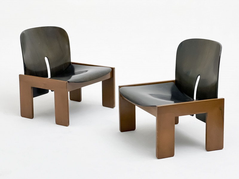 Afra and Tobia Scarpa, Model 925 Lounge Chairs, Pair