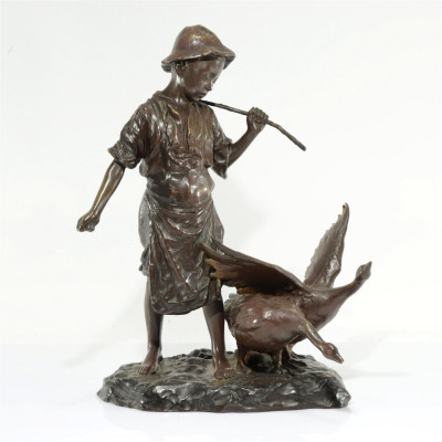 Image for Lot Caesar Philipp - Bronze of Boy & Goose