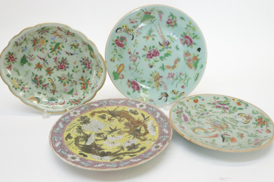 Image for Lot Bird and Butterfly CeladonGround Plates