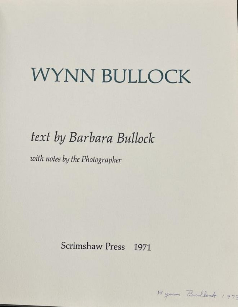 Image 4 of lot [PHOTOGRAPHY] Wynn Bullock 1971 signed copy
