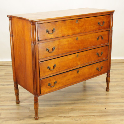 Image for Lot 19th C Sheraton Cherry Chest
